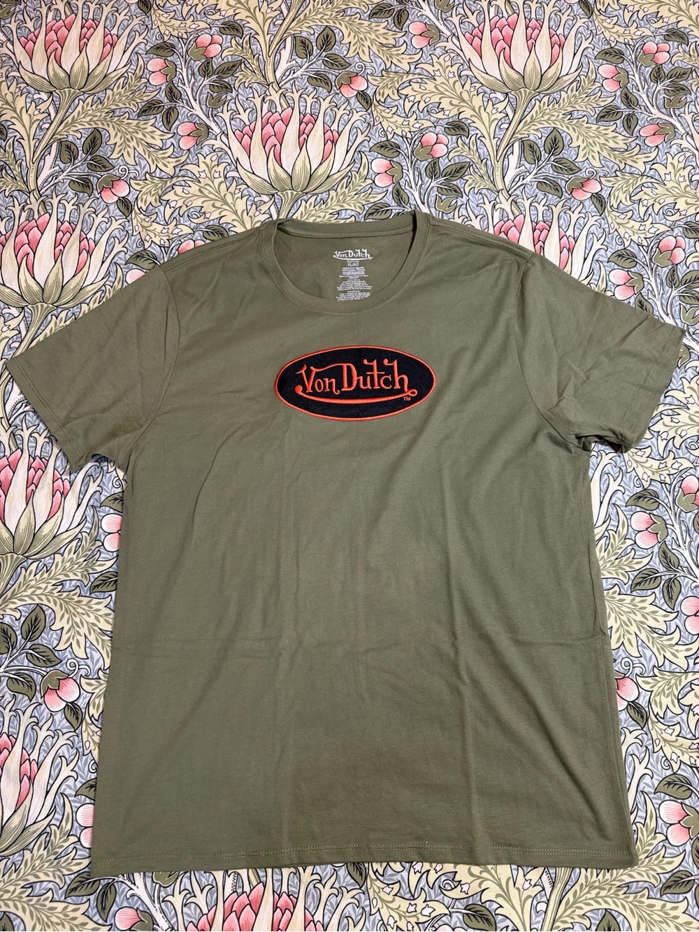 Von Dutch Men's Olive Green Logo T-Shirt Size XL